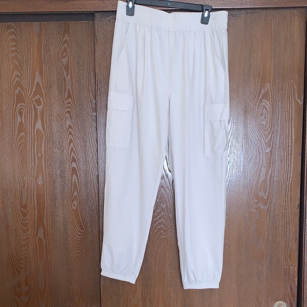 White Cargo Jogger Pants